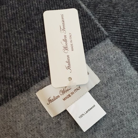 NWT Italian Woolen Treasures Lambswool Scarf Color block Italy 66"x14" - Picture 2 of 4